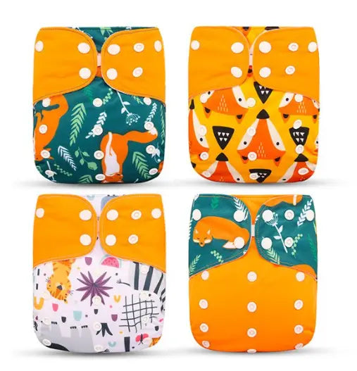 Pack 4 Couches Lavables à Motifs - Confort et Style Naturel BornToReuse