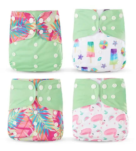 Pack 4 Couches Lavables à Motifs - Confort et Style Naturel BornToReuse