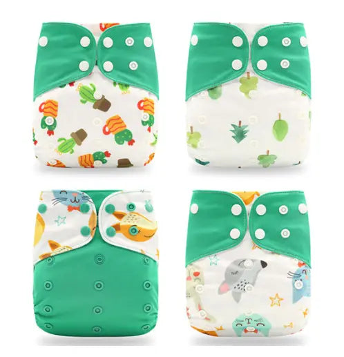Pack 4 Couches Lavables à Motifs - Confort et Style Naturel BornToReuse