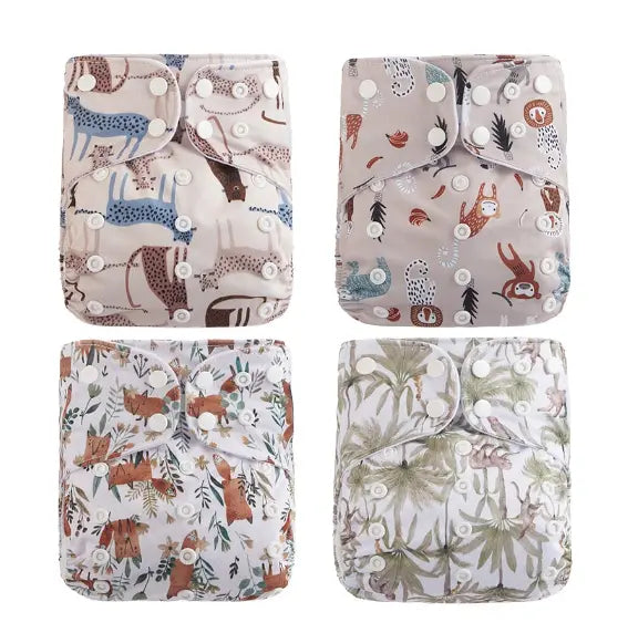 Pack 4 Couches Lavables à Motifs - Confort et Style Naturel BornToReuse
