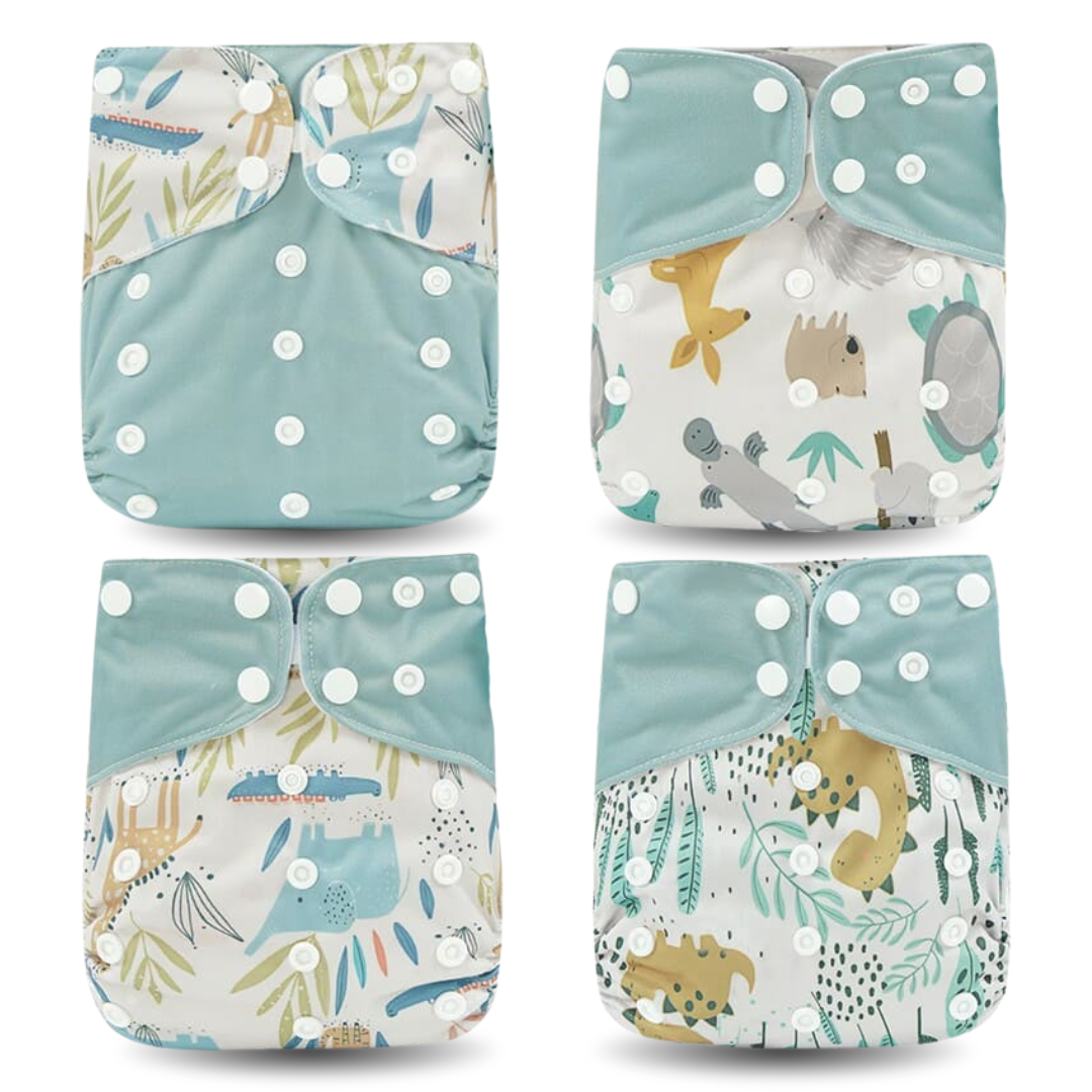 Pack 4 Couches Lavables à Motifs - Confort et Style Naturel BornToReuse