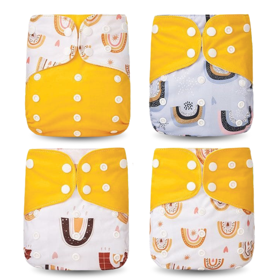 Pack 4 Couches Lavables à Motifs - Confort et Style Naturel BornToReuse