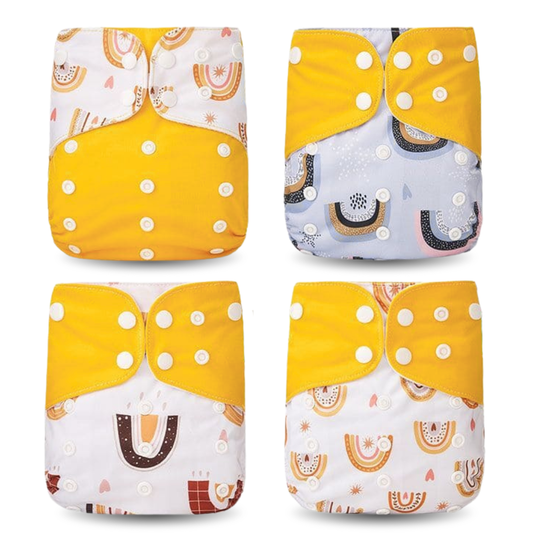 Pack 4 Couches Lavables à Motifs - Confort et Style Naturel BornToReuse