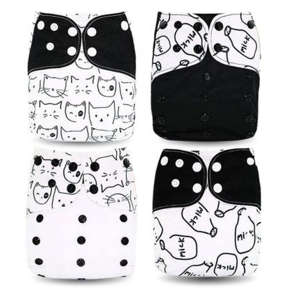 Pack 4 Couches Lavables à Motifs - Confort et Style Naturel BornToReuse