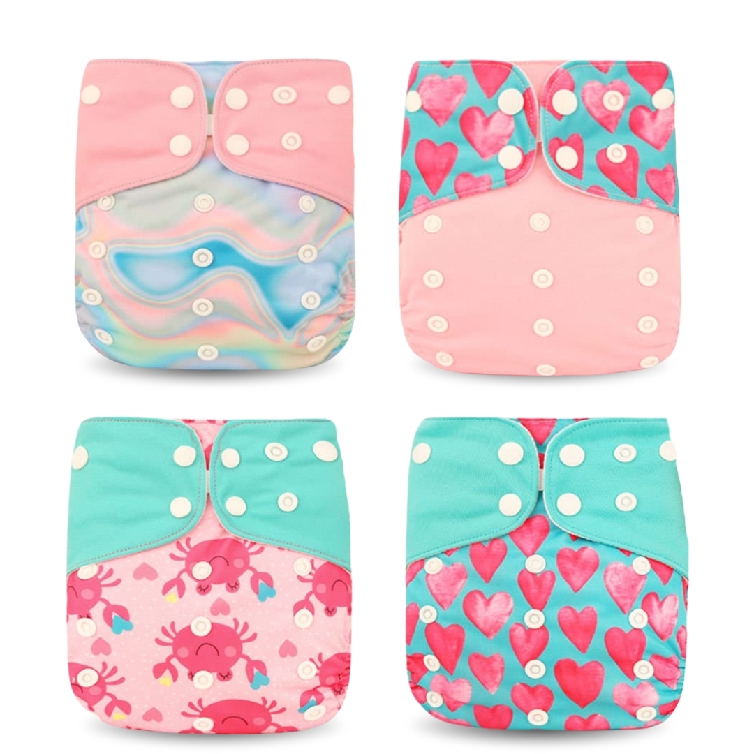 Pack 4 Couches Lavables à Motifs - Confort et Style Naturel BornToReuse