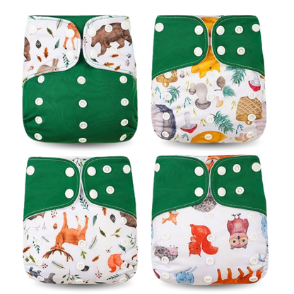 Pack 4 Couches Lavables à Motifs - Confort et Style Naturel BornToReuse